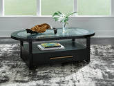 Prime Furniture - Ashley Furniture - Winbardi Coffee Table - Oval Cocktail Table / Black - T786-0